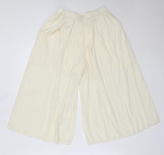 Uniqlo Girls Ivory Polyester Cropped Trousers Size 13 Years Regular