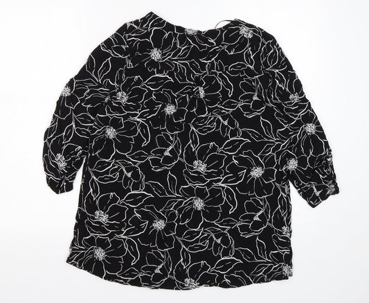 Bonmarché Womens Multicoloured Floral Viscose Basic Blouse Size 12 V-Neck
