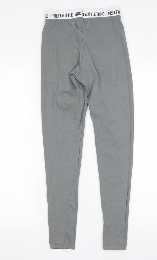 PRETTYLITTLETHING Womens Grey Cotton Sweatpants Leggings Size 4 L27 in Regular