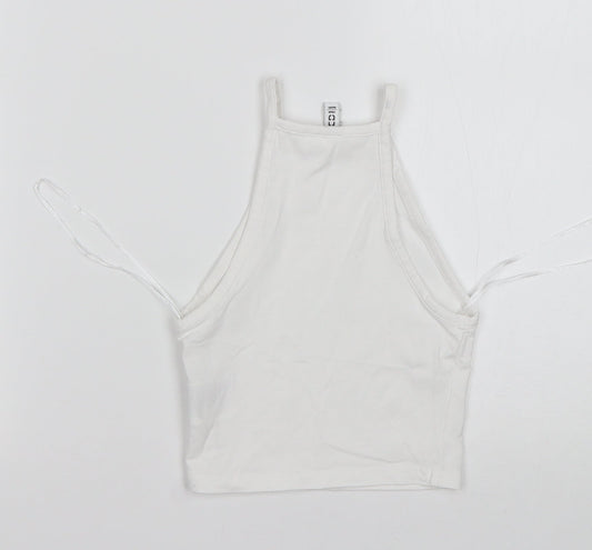 Womens UK Size 2XS H&M White Cropped Tank