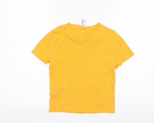 Womens UK Size S H&M Yellow Basic T-Shirt
