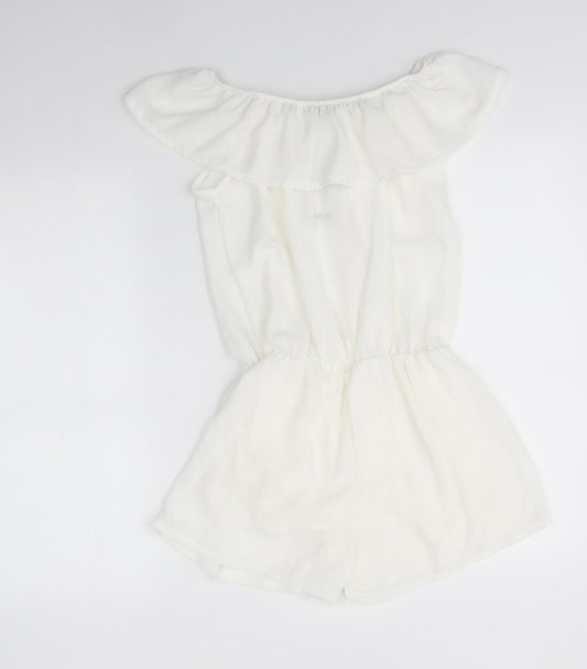 Boohoo Womens Ivory Polyester Playsuit One-Piece Size M