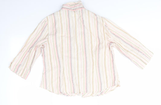 Bonmarché Womens Multicoloured Striped 100% Cotton Basic Button-Up Size 14 Collared