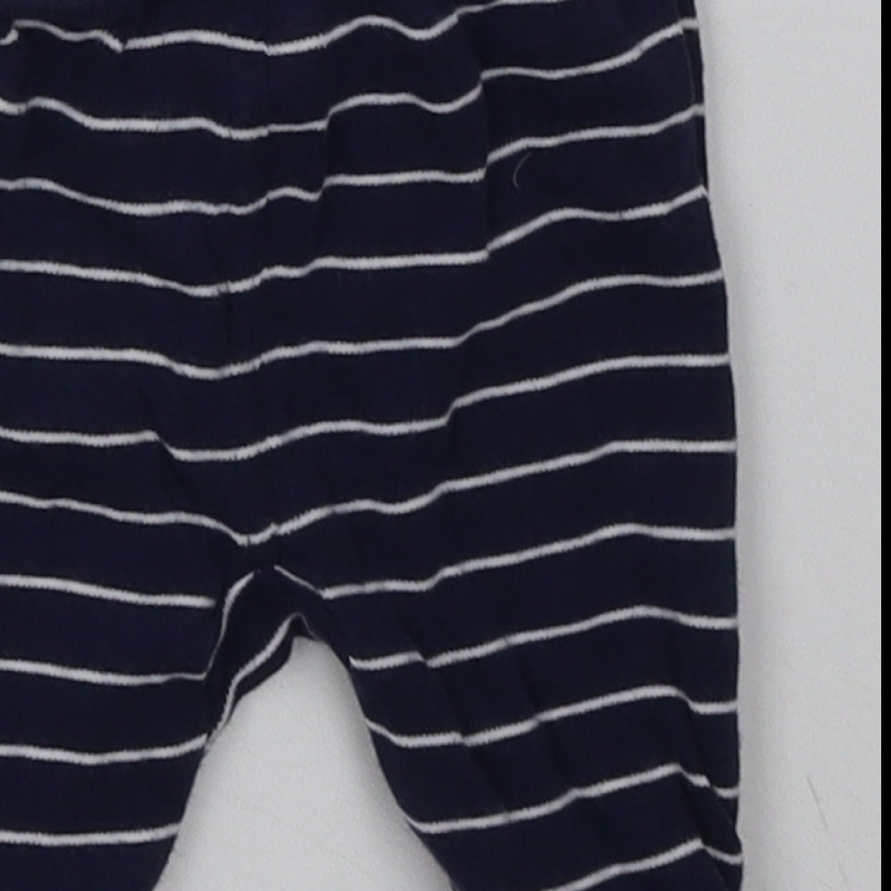 George Boys Blue Striped Cotton Sweatpants Trousers Size 0-3 Months Tie