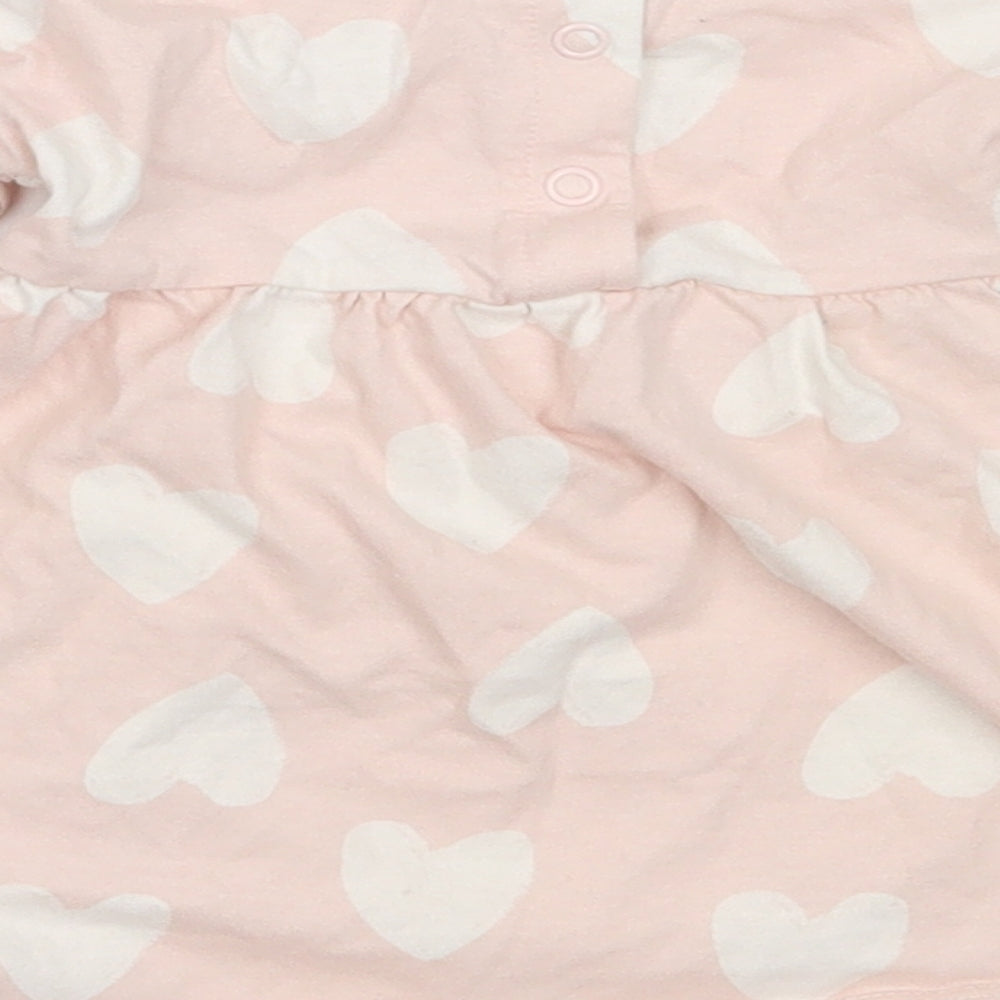 George Girls Pink Cotton Fit & Flare Size 3-6 Months Round Neck