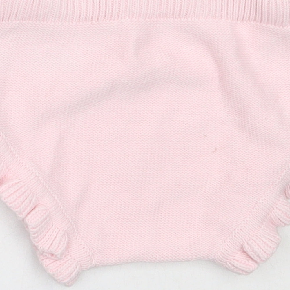 Nutmeg Girls Pink Cotton Cropped Trousers Size 3-6 Months