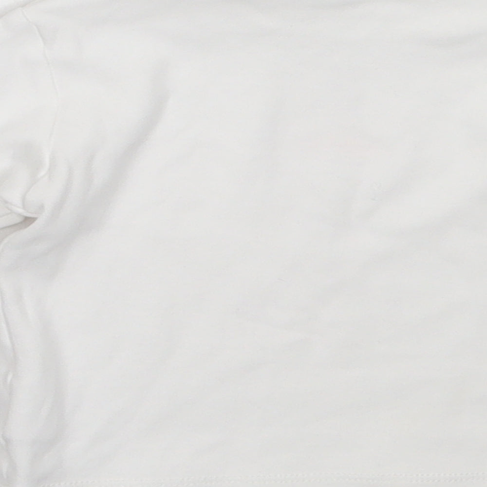 Betetto Girls White Cotton Basic T-Shirt Size 12-18 Months High Neck