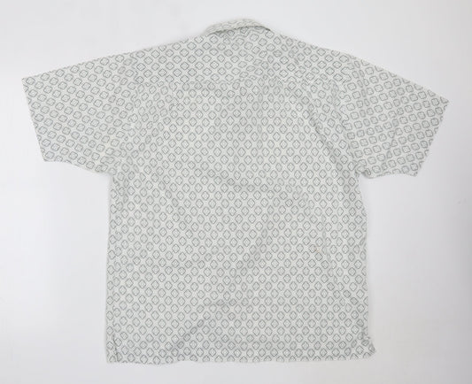 Mens UK Size L Petroleum White Button-Up Short Sleeve Casual Shirt