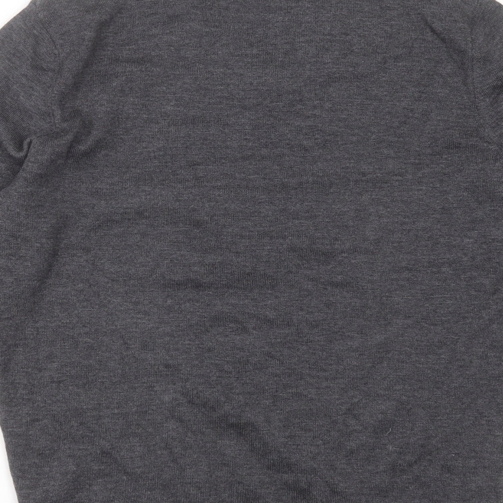 Fashion Friends Mens Grey V-Neck Cotton Pullover Jumper Size M