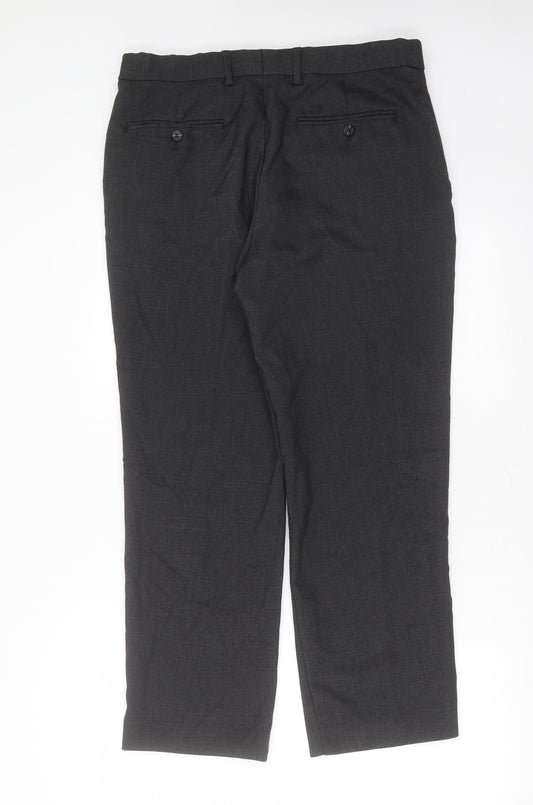 F&F Mens Grey Polyester Trousers Size 34 in L28 in Regular Zip