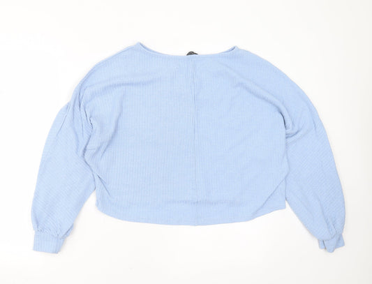 SheIn Womens Blue Round Neck Striped Polyester Pullover Jumper Size L