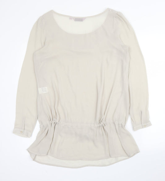 Epilogue Womens Beige Polyester Basic Blouse Size 10 Round Neck
