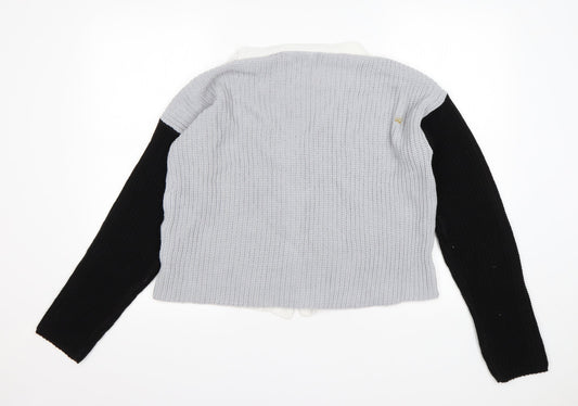 Boohoo Womens Multicoloured V-Neck Acrylic Cardigan Jumper Size S