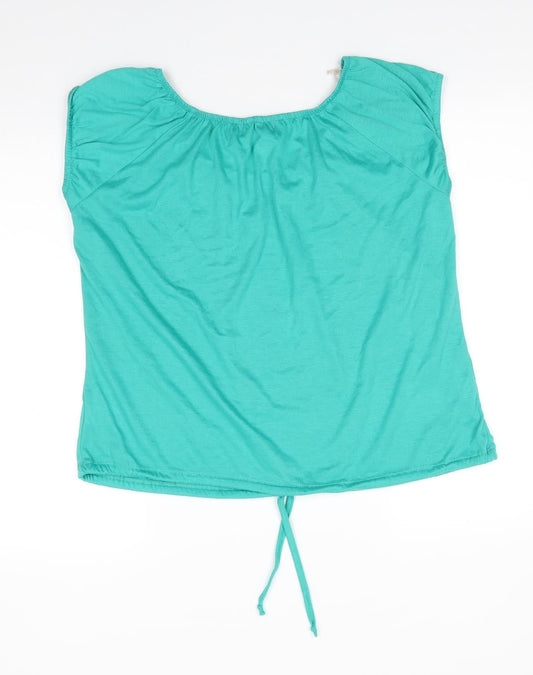 Originals Womens Green Polyester Basic Blouse Size 16 Round Neck
