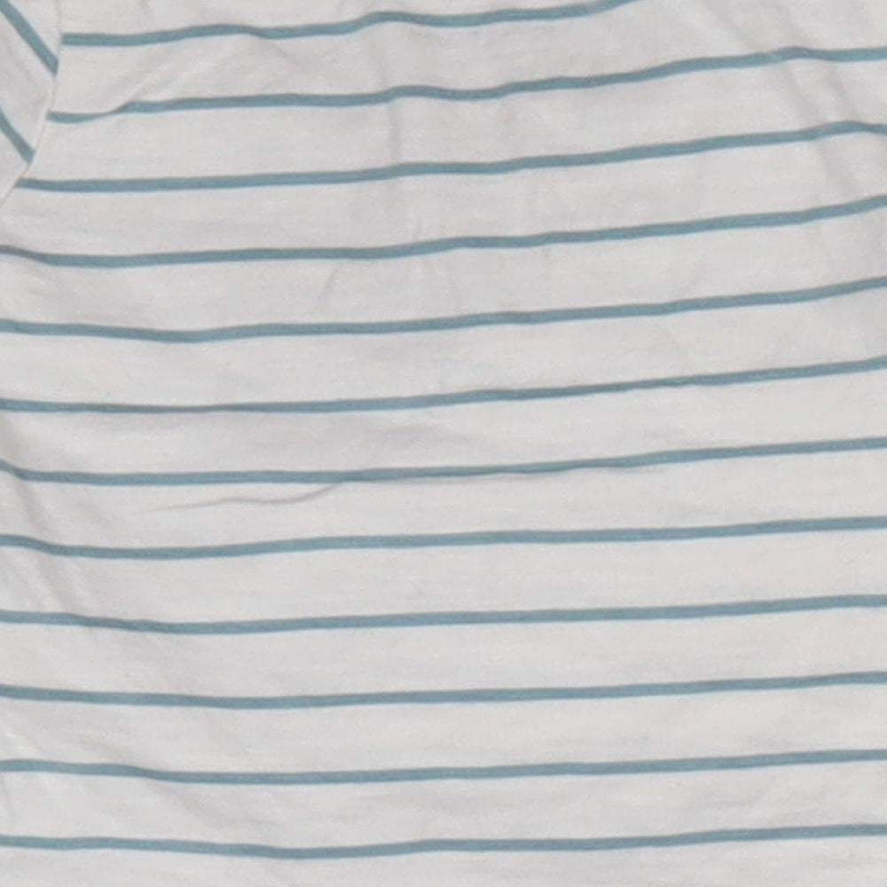 Preworn Baby White Striped 100% Cotton Basic T-Shirt Size 3-6 Months Round Neck