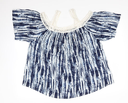 Capsule Womens Blue Viscose Basic Blouse Size 16 Square Neck