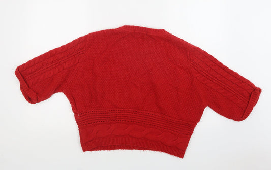 NEXT Womens Red Round Neck Acrylic Pullover Jumper Size 14