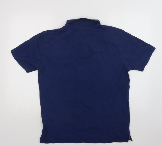 Oak Valley Mens Blue Cotton Polo Size L Collared Button - Chicago