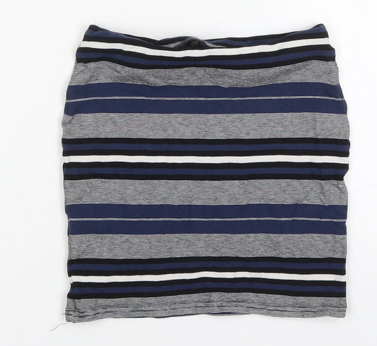Miss Selfridge Womens Blue Striped Viscose Mini Skirt Size 6