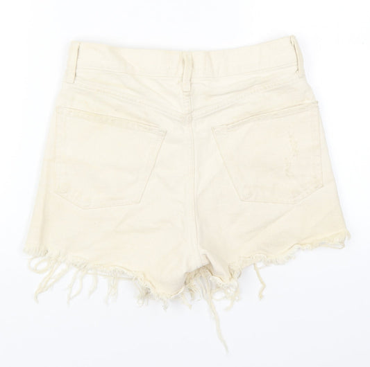 MNG Womens Beige  Cotton Cut-Off Shorts Size 6  Regular Button