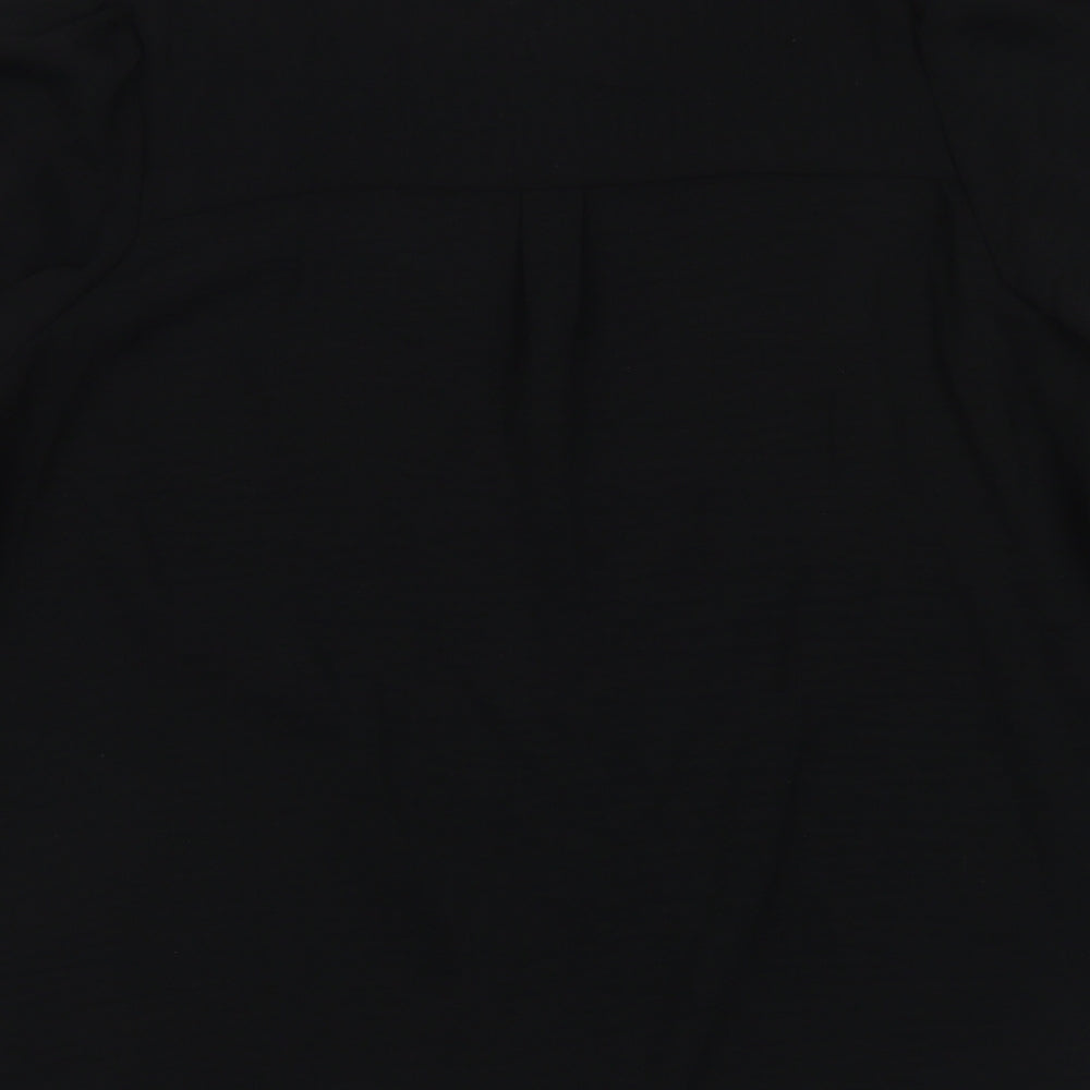 George Womens Black Polyester Basic Blouse Size 12 V-Neck
