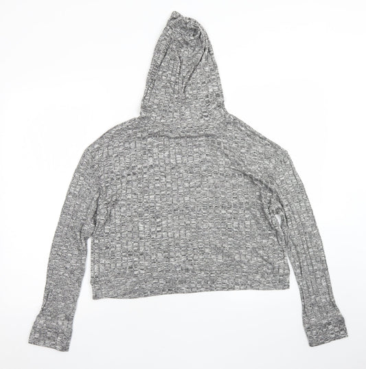 Boohoo Womens Grey Polyester Pullover Hoodie Size M - cropped