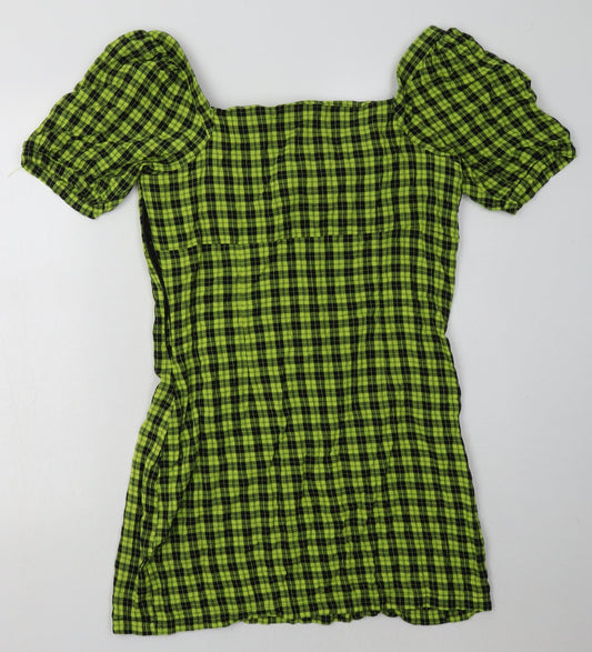 Noisy may Womens Yellow Check Cotton Bodycon Size L Off the Shoulder Pullover