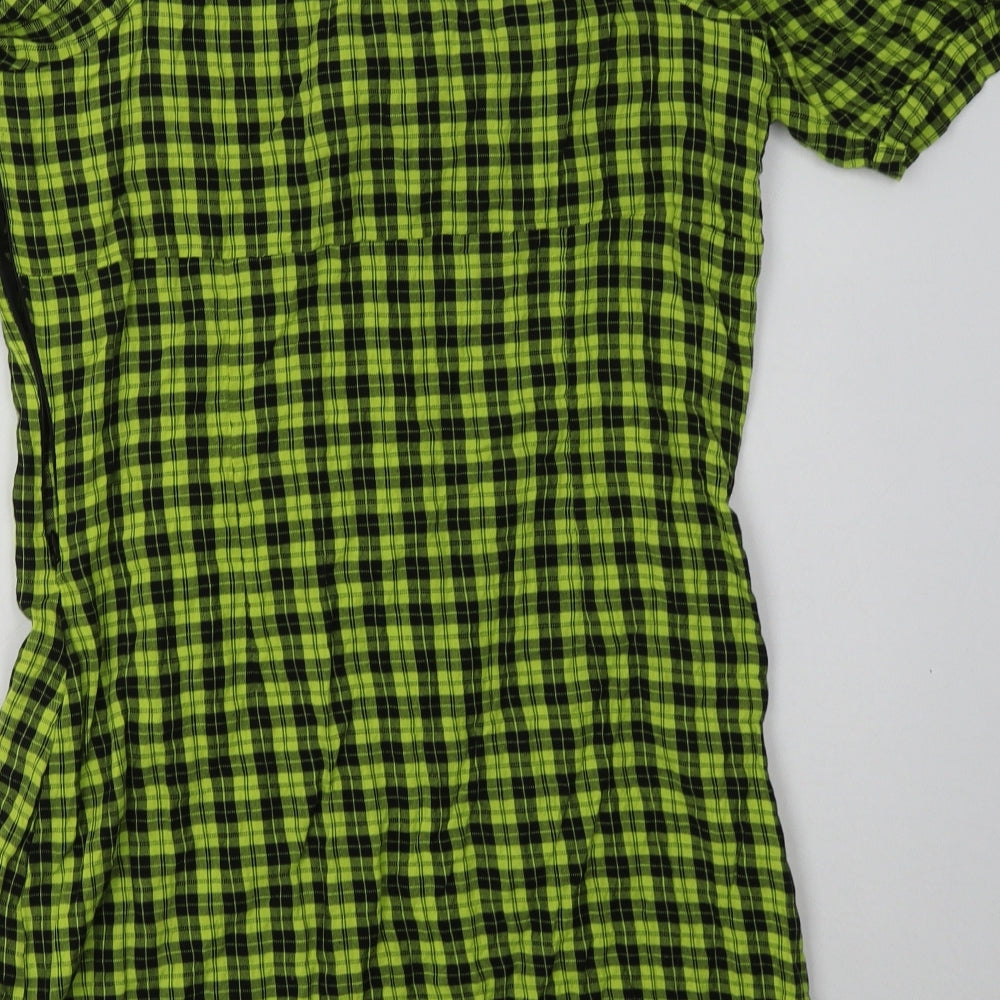 Noisy may Womens Yellow Check Cotton Bodycon Size L Off the Shoulder Pullover