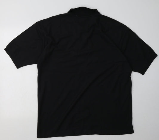 JERZEES Mens Black Polyester Polo Size XL Collared Button