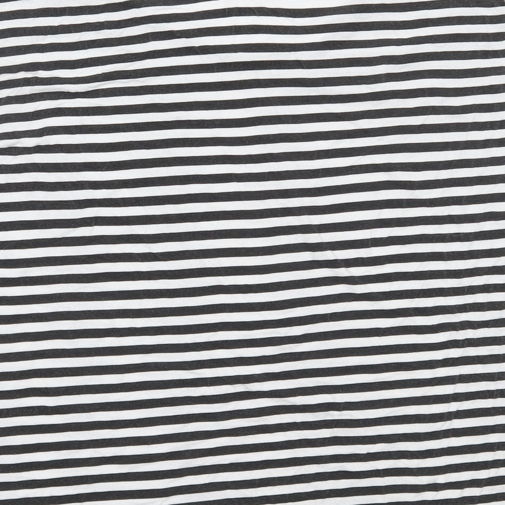 Boohoo Womens Black Striped Viscose Basic T-Shirt Size 12 Round Neck