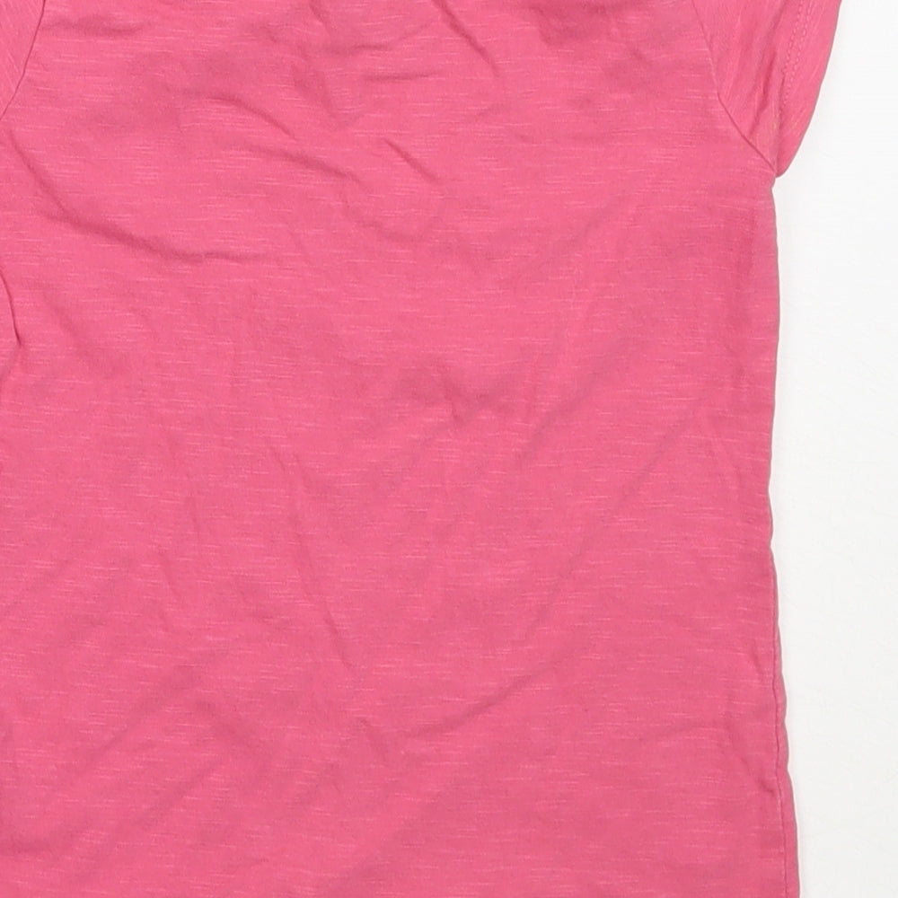 Matalan Girls Pink Cotton Basic T-Shirt Size 7 Years Round Neck
