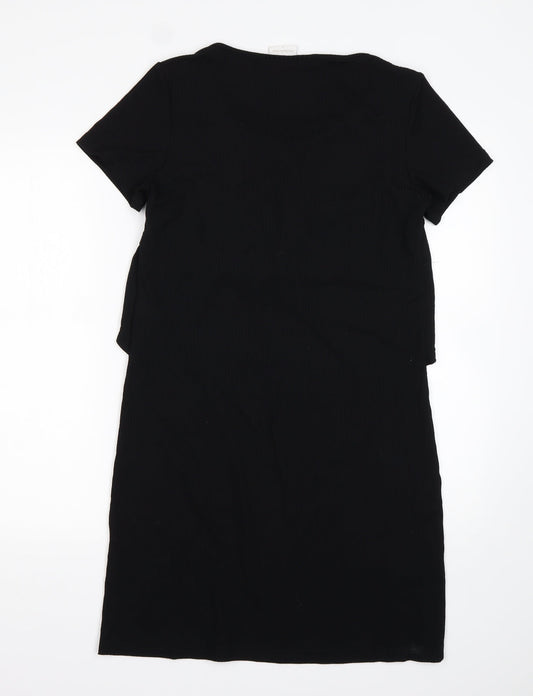 Mamalicious Womens Black Viscose Pencil Dress Size M Round Neck