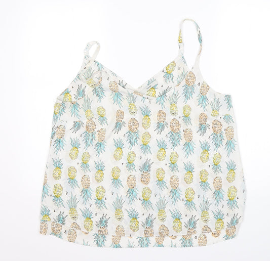 George Womens Multicoloured Floral Polyester Basic Tank Size 14 V-Neck
