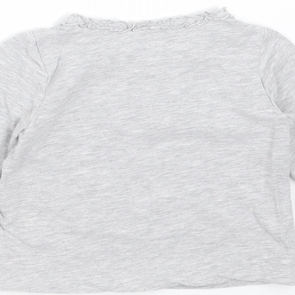 H&M Girls Grey Cotton Basic T-Shirt Size 3-6 Months Round Neck