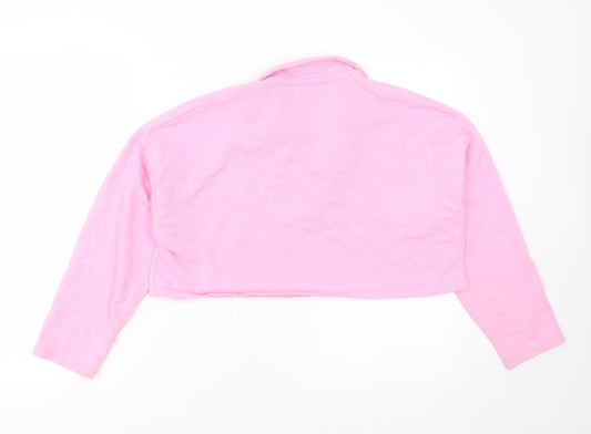 Boohoo Womens Pink Polyester Pullover Sweatshirt Size 10 - cropped