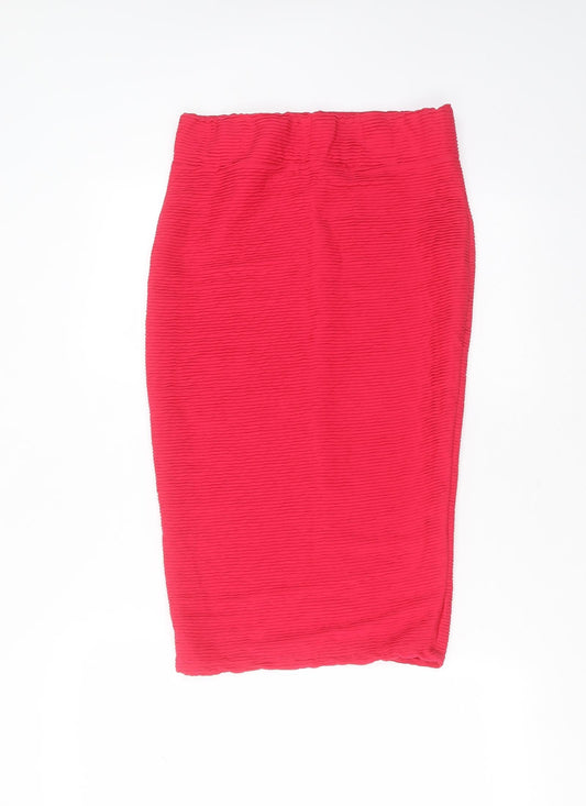 Additional front view of River Island women’s pink polyester straight & pencil skirt, size UK 8