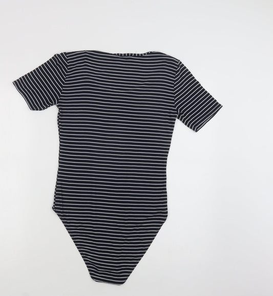 Papaya Womens Blue Striped Viscose Bodysuit One-Piece Size 12  Snap