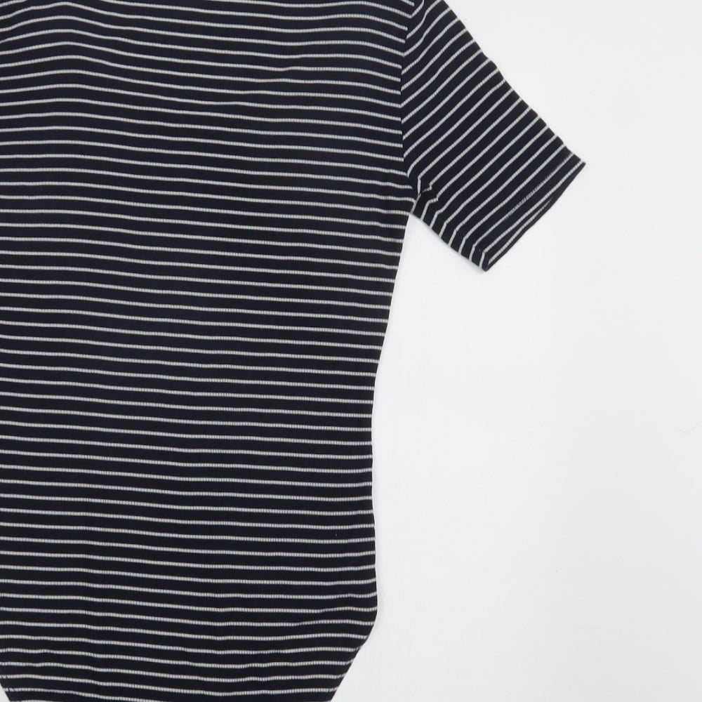 Papaya Womens Blue Striped Viscose Bodysuit One-Piece Size 12 Snap