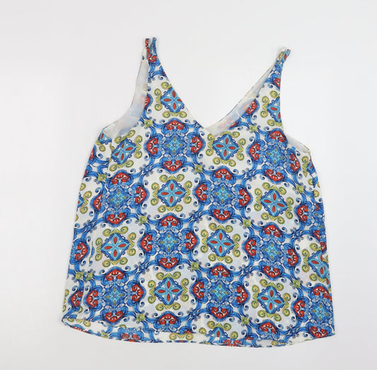 Papaya Womens Black Paisley Polyester Camisole Blouse Size 12 V-Neck