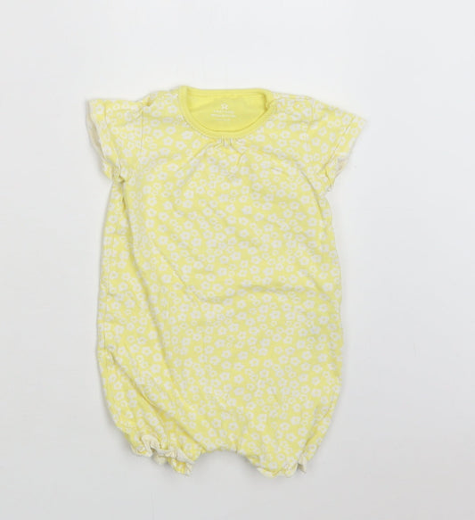 NEXT Baby Yellow Floral Cotton Romper One-Piece Size 9-12 Months Snap