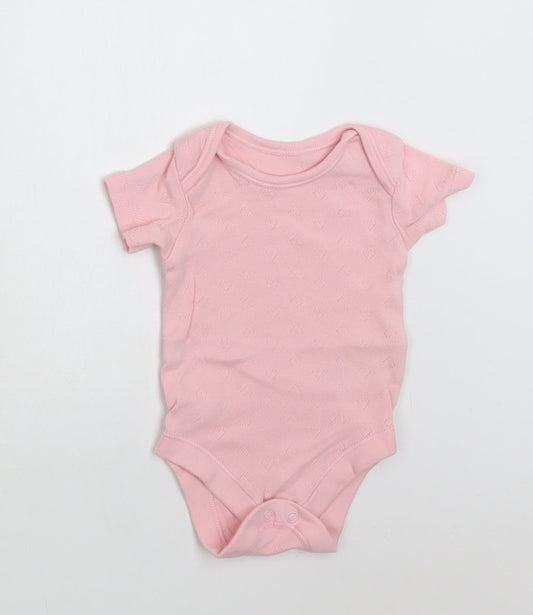 George Baby Pink Cotton Romper One-Piece Size 0-3 Months Snap
