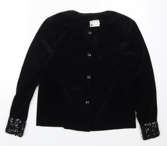 Classics Womens Black Jacket Size 12 Button