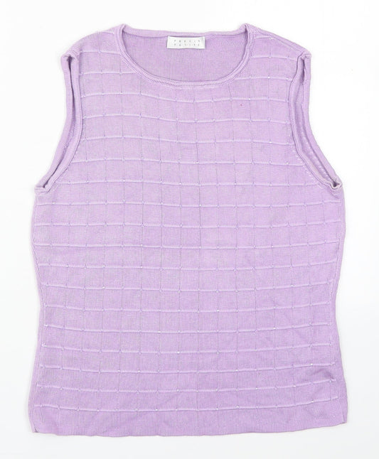 Additional front view of Precis women’s purple viscose basic tank, size M, round neck