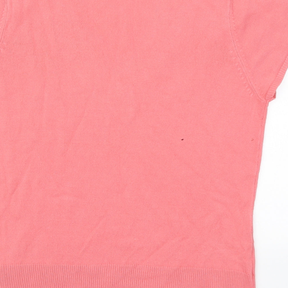 George Womens Pink V-Neck Acrylic Pullover Jumper Size 14