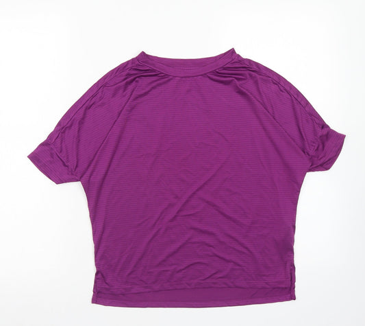 Additional front view of WorkOut women’s purple polyester basic t-shirt size 2xs round neck