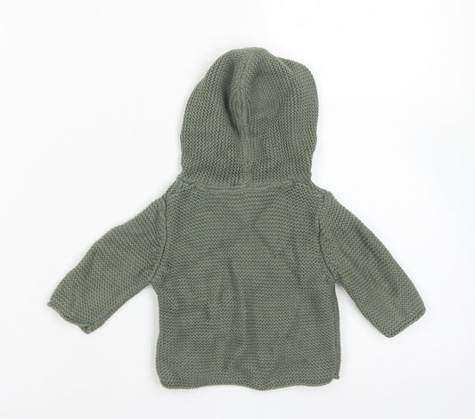 NEXT Boys Green Cotton Cardigan Jumper Size 0-3 Months Button - Up to 1 month