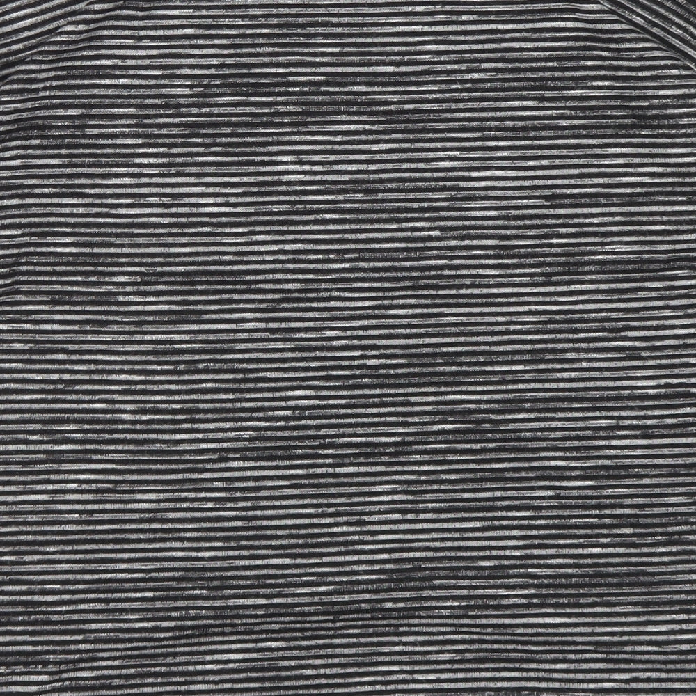 F&F Womens Black Striped Polyester Basic T-Shirt Size 8 Round Neck