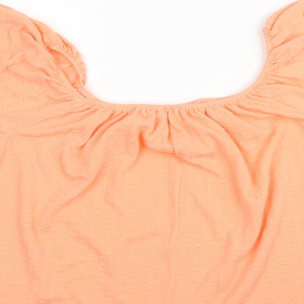 George Womens Orange Polyester Basic Blouse Size 10 Boat Neck