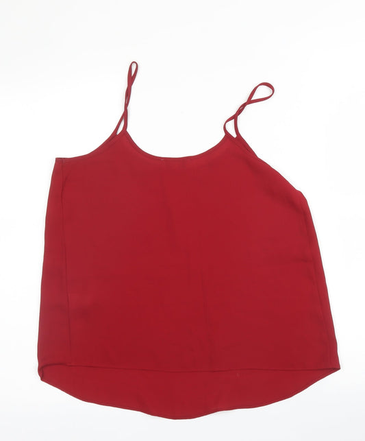 Papaya Womens Red Polyester Camisole Blouse Size 10 Round Neck
