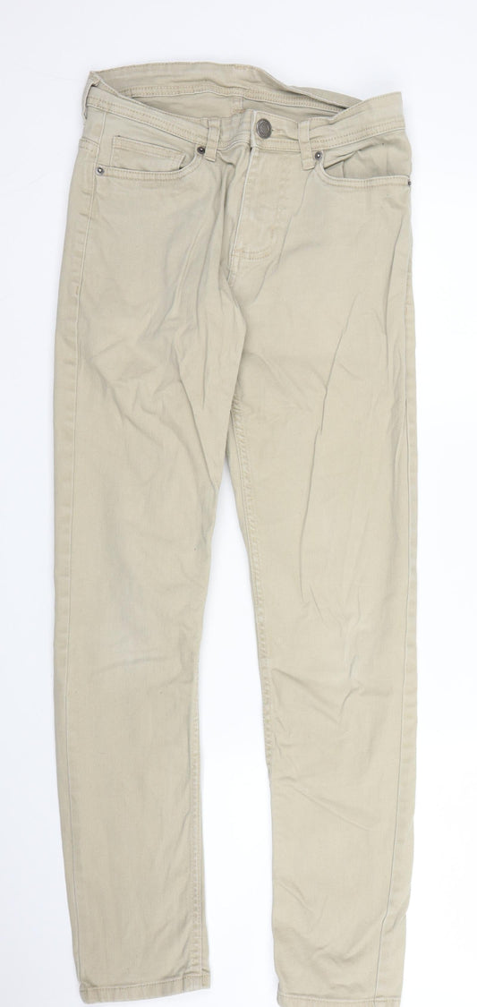 Additional front view of Primark women’s beige cotton skinny jeans, size UK 26, in, 27-inch leg regular zip